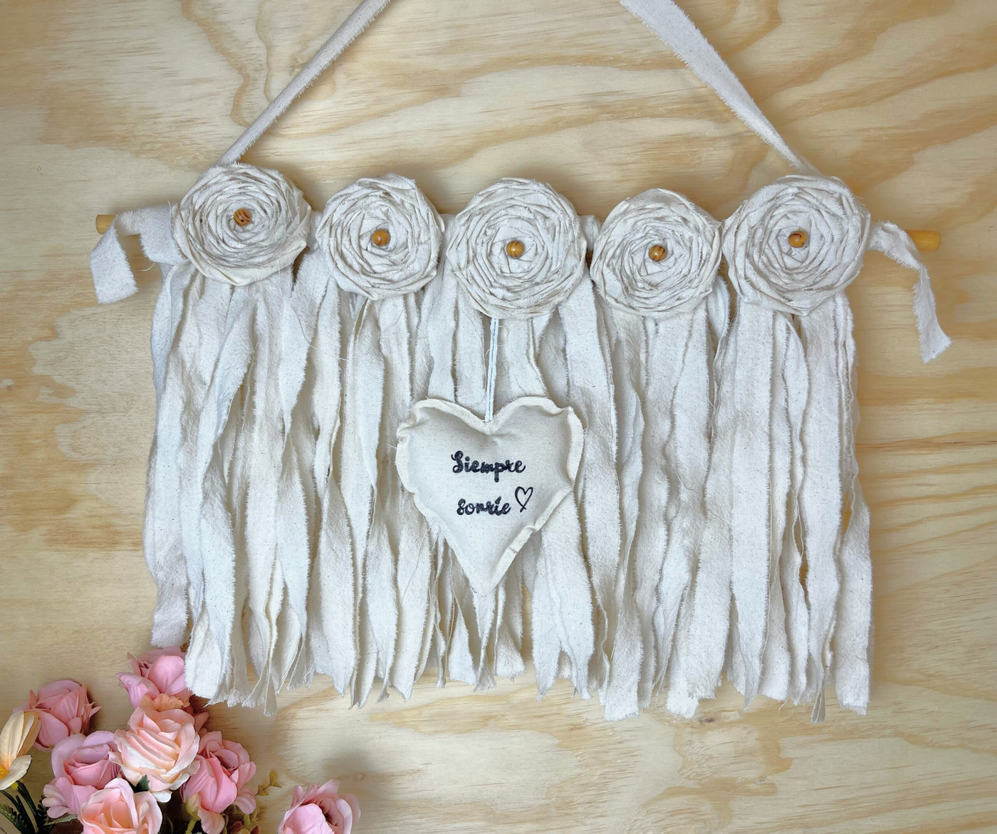 Colgante textil con Frase Inspiradora-Mensajes que Acarician el Alma