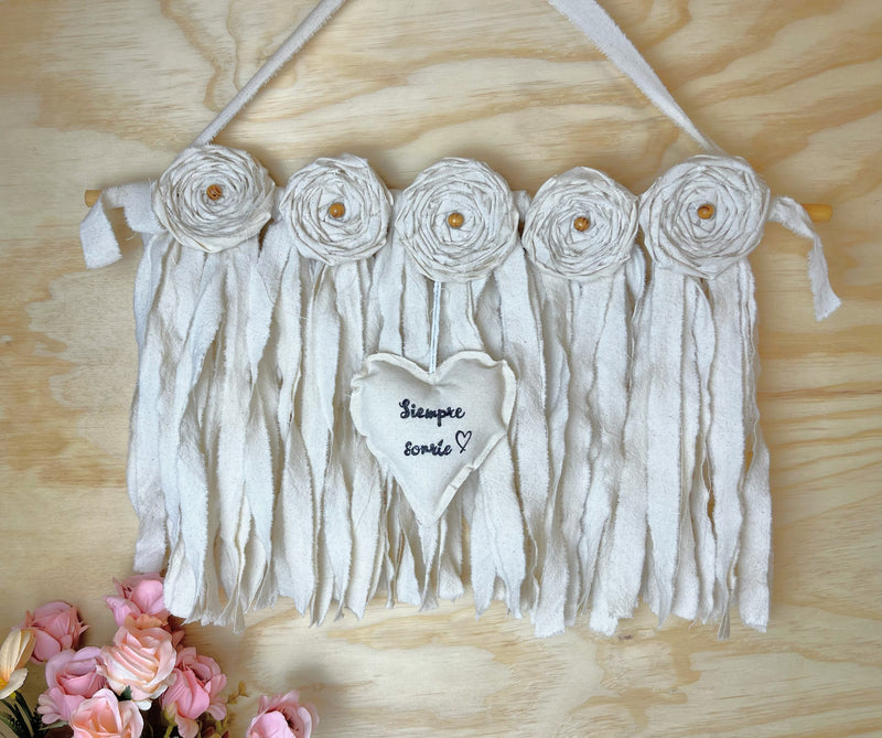 Colgante textil con Frase Inspiradora-Mensajes que Acarician el Alma